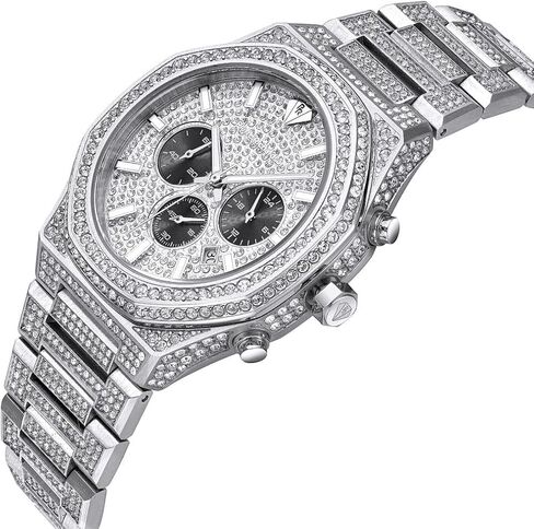 PIERRE RICHARDSON PR5891 Men’s Watch – Silver Stainless Steel - Full Diamond Concept, Quartz, Sapphire Crystal, 41mm, 5ATM in Saudi Arabia