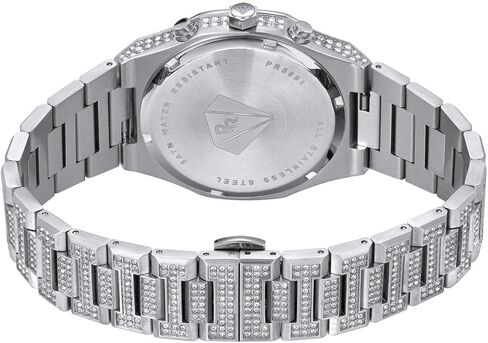 PIERRE RICHARDSON PR5891 Men’s Watch – Silver Stainless Steel - Full Diamond Concept, Quartz, Sapphire Crystal, 41mm, 5ATM in Saudi Arabia