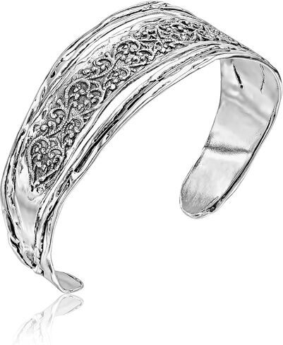 JEAN RACHEL JEWELRY سوار من الفضة الإسترليني عيار 925 بتصميم زهور قابل للتعديل، تصميم طبيعي، مظهر كاجوال وأنيق، النيكل المضاد للحساسية وخالي من الرصاص، مجموعة المصممين الحرفيين اليدوية in Saudi Arabia