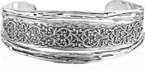 JEAN RACHEL JEWELRY سوار من الفضة الإسترليني عيار 925 بتصميم زهور قابل للتعديل، تصميم طبيعي، مظهر كاجوال وأنيق، النيكل المضاد للحساسية وخالي من الرصاص، مجموعة المصممين الحرفيين اليدوية in Saudi Arabia