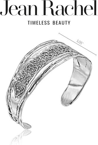 JEAN RACHEL JEWELRY سوار من الفضة الإسترليني عيار 925 بتصميم زهور قابل للتعديل، تصميم طبيعي، مظهر كاجوال وأنيق، النيكل المضاد للحساسية وخالي من الرصاص، مجموعة المصممين الحرفيين اليدوية in Saudi Arabia