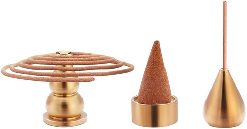 Brass Incense Holder 3 Styles, Incense Cone Burner, Coil Incense Holder, Incense Stick Holder (6 Pieces) in Saudi Arabia