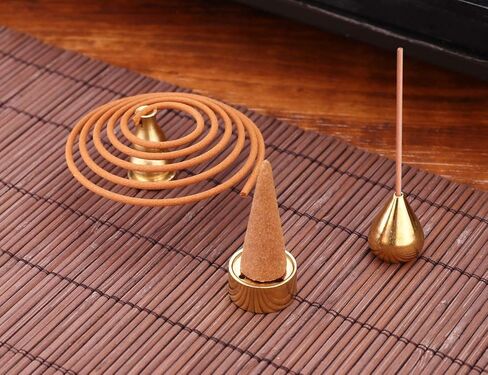 Brass Incense Holder 3 Styles, Incense Cone Burner, Coil Incense Holder, Incense Stick Holder (6 Pieces) in Saudi Arabia
