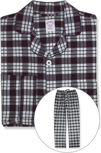 Brooks Brothers Mens Flannel Cotton Two Piece Pajama Shirt and Pants Lounge Set, in Saudi Arabia