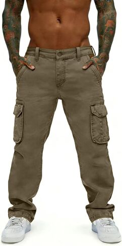 Men's Casual Cargo Pants Fashion Slim Fit Chino Work Pants with Multi Pockets Cotton Cargo Pants in Saudi Arabia