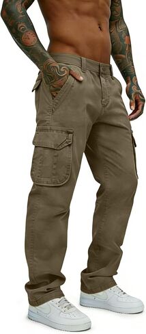 Men's Casual Cargo Pants Fashion Slim Fit Chino Work Pants with Multi Pockets Cotton Cargo Pants in Saudi Arabia