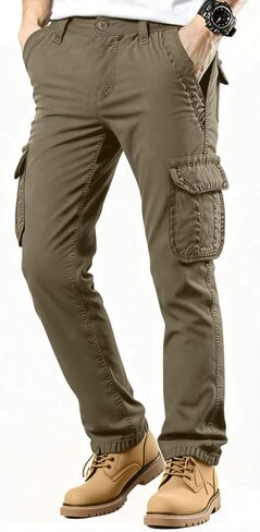 Men's Casual Cargo Pants Fashion Slim Fit Chino Work Pants with Multi Pockets Cotton Cargo Pants in Saudi Arabia