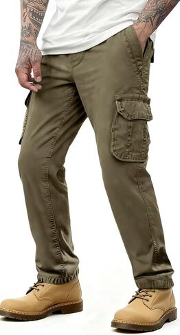 Men's Casual Cargo Pants Fashion Slim Fit Chino Work Pants with Multi Pockets Cotton Cargo Pants in Saudi Arabia
