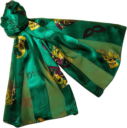 Mardi Gras Colorful Satin and Chiffon Striped Lightweight Silky Scarves in Saudi Arabia