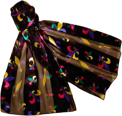 Mardi Gras Colorful Satin and Chiffon Striped Lightweight Silky Scarves in Saudi Arabia