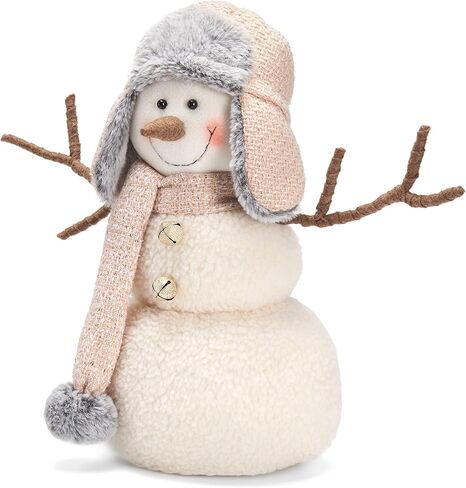 WORLDECO1 Pair Christmas Snowman 2024 Indoor Decorations, Xmas Animated Plush-Knit Collectible Plush Doll, Adjustable Red Bowler Pointed Hat, Home Holiday Ornaments 2 pcs 9.4 inch in Saudi Arabia