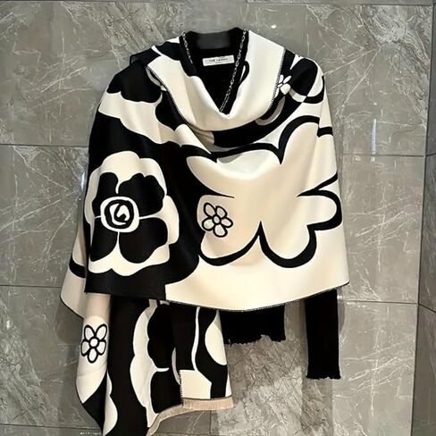 Silk Feeling Women Large Long Beach Scarf Shawl Check Style Sunscreen Shawls Wraps-Lightweight Floral Pattern in Saudi Arabia