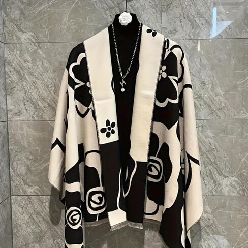 Silk Feeling Women Large Long Beach Scarf Shawl Check Style Sunscreen Shawls Wraps-Lightweight Floral Pattern in Saudi Arabia