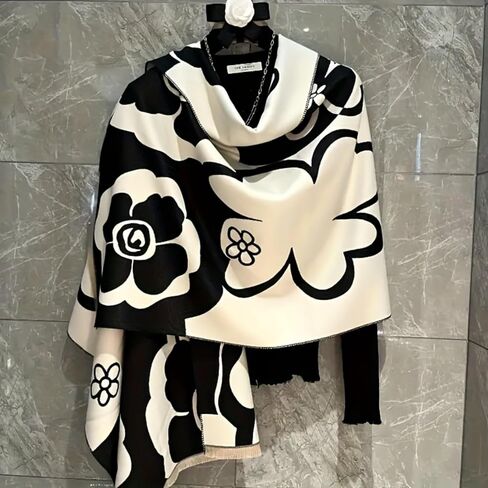 Silk Feeling Women Large Long Beach Scarf Shawl Check Style Sunscreen Shawls Wraps-Lightweight Floral Pattern in Saudi Arabia