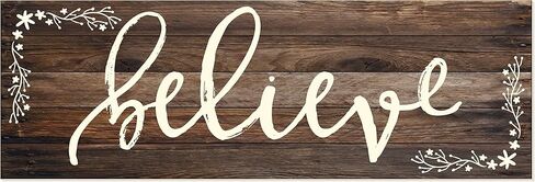 Believe Rustic Wood Wall Sign 6x18 (Brown) in Saudi Arabia