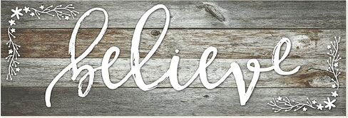 Believe Rustic Wood Wall Sign 6x18 (Brown) in Saudi Arabia