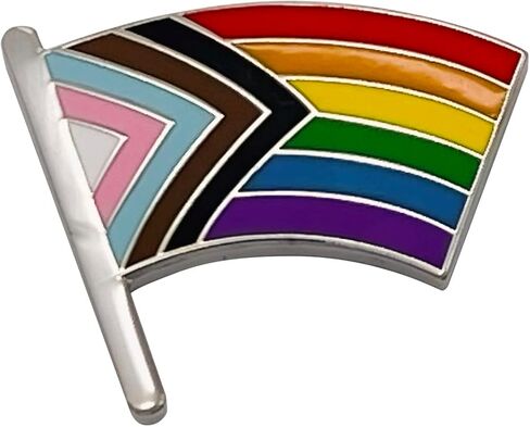 دبوس من Progress Pride Flag LGBTQ Rainbow شامل ثنائي الجنس من المينا مع دعم مغناطيسي للسترة وحقيبة الظهر والنصب التذكاري والملابس والحقيبة والقميص in Kuwait