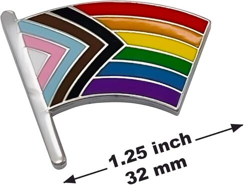 دبوس من Progress Pride Flag LGBTQ Rainbow شامل ثنائي الجنس من المينا مع دعم مغناطيسي للسترة وحقيبة الظهر والنصب التذكاري والملابس والحقيبة والقميص in Kuwait