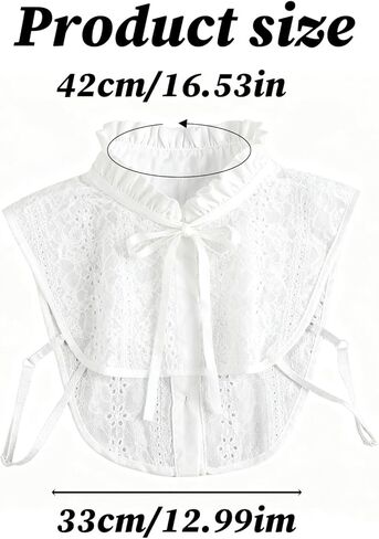 Fake Collar for Women, Detachable Collar, Jacquard Polyester White Dickey Collars, Elegant Half Shirt Faux Collars for Women & Girls in Saudi Arabia