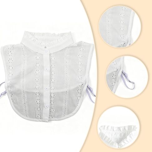 Fake Collar for Women, Detachable Collar, Jacquard Polyester White Dickey Collars, Elegant Half Shirt Faux Collars for Women & Girls in Saudi Arabia