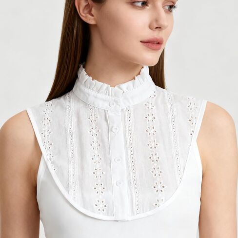 Fake Collar for Women, Detachable Collar, Jacquard Polyester White Dickey Collars, Elegant Half Shirt Faux Collars for Women & Girls in Saudi Arabia