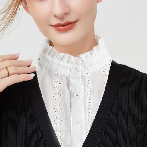 Fake Collar for Women, Detachable Collar, Jacquard Polyester White Dickey Collars, Elegant Half Shirt Faux Collars for Women & Girls in Saudi Arabia