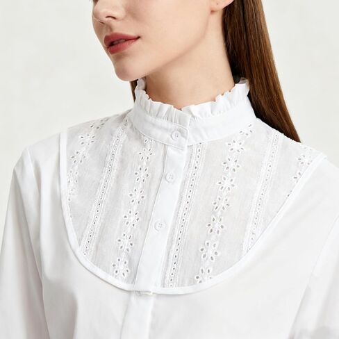 Fake Collar for Women, Detachable Collar, Jacquard Polyester White Dickey Collars, Elegant Half Shirt Faux Collars for Women & Girls in Saudi Arabia