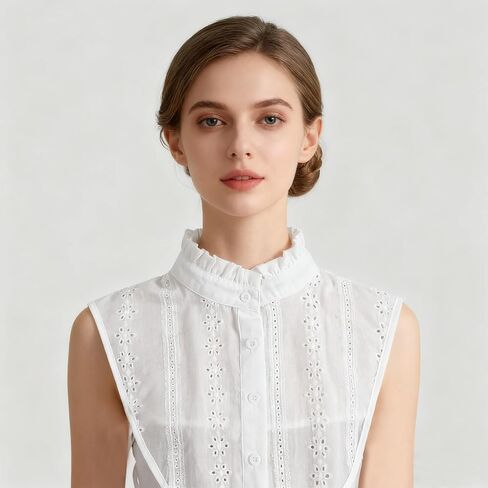Fake Collar for Women, Detachable Collar, Jacquard Polyester White Dickey Collars, Elegant Half Shirt Faux Collars for Women & Girls in Saudi Arabia