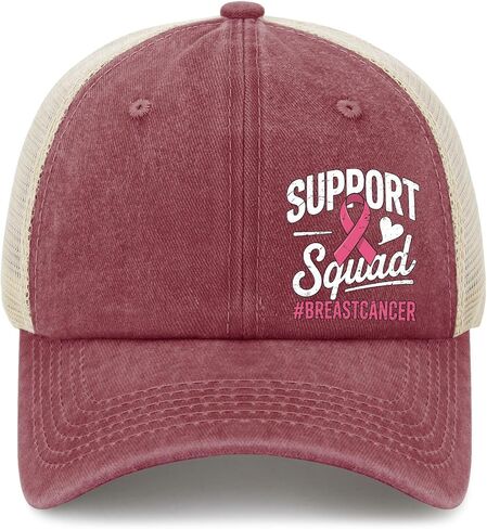 Support Squad Breast Cancer Awareness Sun Hats Camping Cap for Her in Saudi Arabia