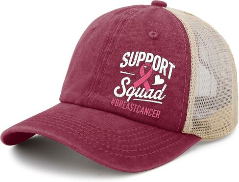 Support Squad Breast Cancer Awareness Sun Hats Camping Cap for Her in Saudi Arabia