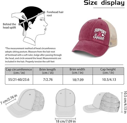 Support Squad Breast Cancer Awareness Sun Hats Camping Cap for Her in Saudi Arabia