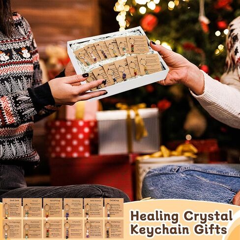 12 Sets Crystals Keychain Gift for New Beginnings Bulk Healing Gemstone Keychain New Beginnings Good Luck Gifts for Coworker Anxiety Relief Keychain for Women Retirement Graduation in Kuwait