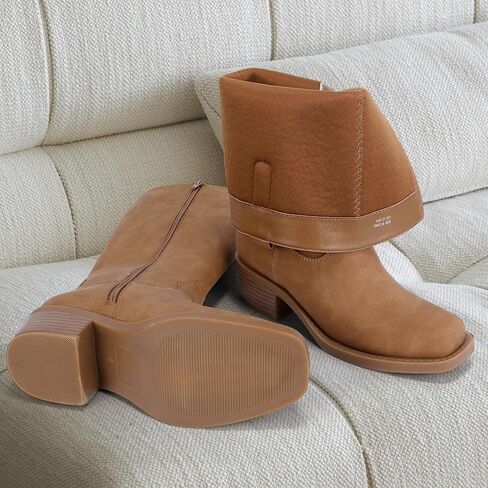 Women's Knee High Boots Square Toe Side Zipper Comfortable Block Low Heel Fall Long Tall Boot in Saudi Arabia