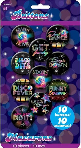 Retro Groovy 70's Buttons - 1.69" x 1.69" (Pack of 10) - Multicolor Metal Buttons - Perfect For DIY Projects & Vintage Crafts in Saudi Arabia