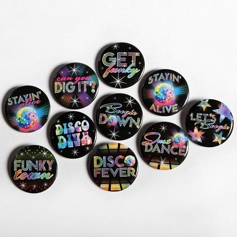 Retro Groovy 70's Buttons - 1.69" x 1.69" (Pack of 10) - Multicolor Metal Buttons - Perfect For DIY Projects & Vintage Crafts in Saudi Arabia