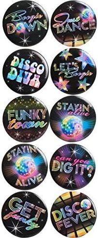 Retro Groovy 70's Buttons - 1.69" x 1.69" (Pack of 10) - Multicolor Metal Buttons - Perfect For DIY Projects & Vintage Crafts in Saudi Arabia