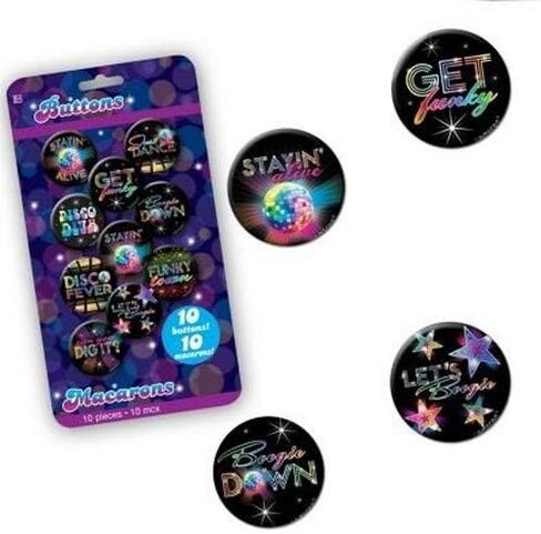 Retro Groovy 70's Buttons - 1.69" x 1.69" (Pack of 10) - Multicolor Metal Buttons - Perfect For DIY Projects & Vintage Crafts in Saudi Arabia