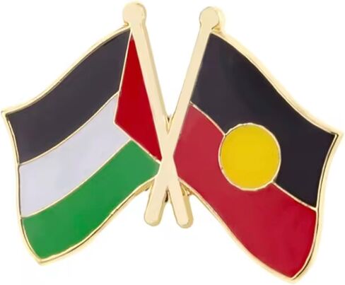 Palestine Palestinian Australian Aboriginal Australia Aborigine Indigenous People National Flag Crossed Flags Friendship Love Alliance Allies 1" Enamel Pin in Saudi Arabia