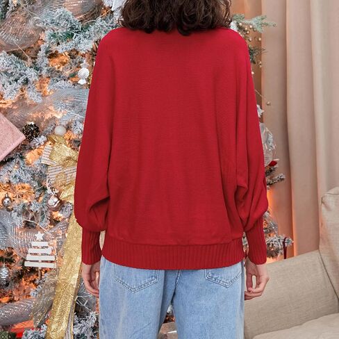 Women's Merry Christmas Sweater Turtleneck Bigger Sleeves Sweatshirts Ladies Holiday Festival Pullover Sweater in Kuwait