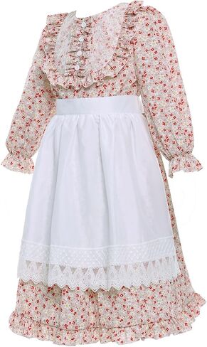 Girls Prairie Costume Dress Kids Floral Pioneer Colonial Village Girl Costumes in Saudi Arabia