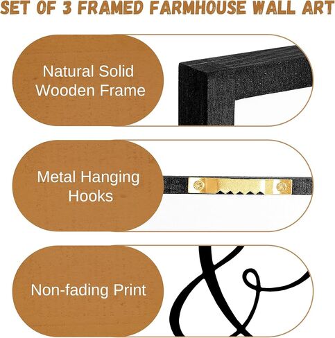 Houmury Set of 3 Framed Wall Decor Farmhouse Wall Art You & Me Always and Forever Vintage Bedroom Wall Decors 12x16 (White) in Saudi Arabia