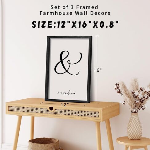 Houmury Set of 3 Framed Wall Decor Farmhouse Wall Art You & Me Always and Forever Vintage Bedroom Wall Decors 12x16 (White) in Saudi Arabia
