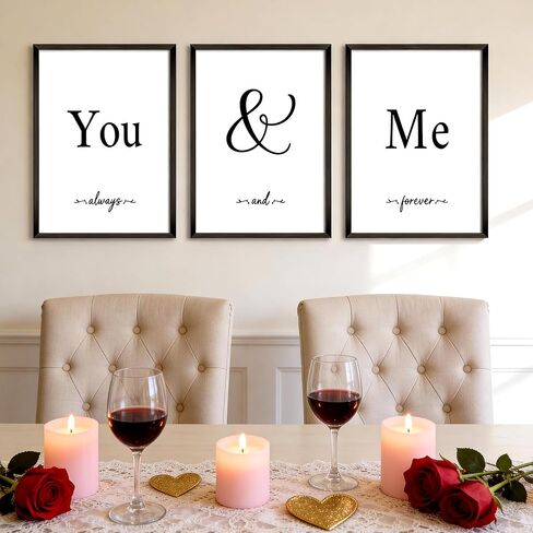 Houmury Set of 3 Framed Wall Decor Farmhouse Wall Art You & Me Always and Forever Vintage Bedroom Wall Decors 12x16 (White) in Saudi Arabia