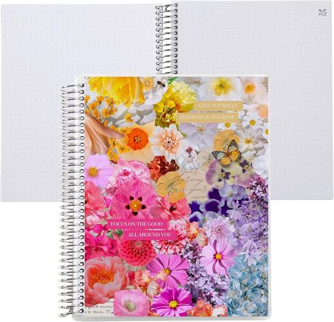 Erin Condren 8.5" x 11" Dot Grid Spiral Notebook, 5mm Dotted Layout with 80 Lb. Paper, Hypnotic Cover, 160 Dot Grid Notebook Pages, Platinum Coil, Stickers Included in Saudi Arabia