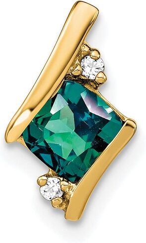 10k Yellow Gold Cushion Created Alexandrite and Diamond Chain Slide (0.012 cttw, I1 Clarity, H-I Color) in Saudi Arabia