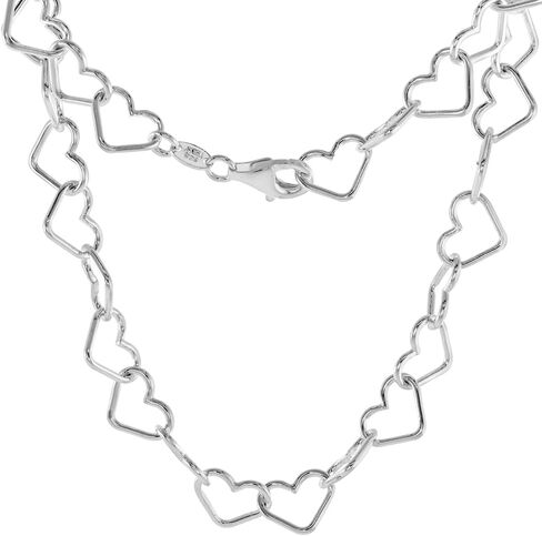 Sterling Silver 10mm Heart Chain Necklaces & Bracelets for Women Nickel free Italy Sizes 7-20 inch in Saudi Arabia