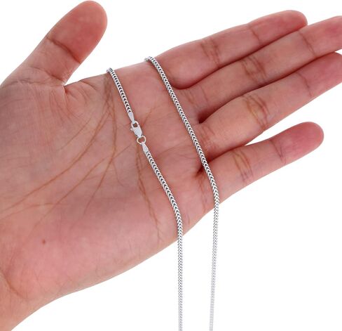 Nuragold 10k الذهب الأبيض الحقيقي فرانكو مربع 2 مللي متر صندوق سلسلة سلسلة القمح قلادة (16 "-26") مجوهرات إيطالية للرجال والنساء in Saudi Arabia