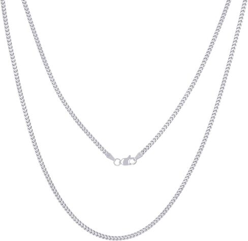 Nuragold 10k الذهب الأبيض الحقيقي فرانكو مربع 2 مللي متر صندوق سلسلة سلسلة القمح قلادة (16 "-26") مجوهرات إيطالية للرجال والنساء in Saudi Arabia