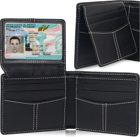 محفظة رفيعة للرجال من الجلد الطبيعي، محفظة RFID للرجال بجيب أمامي، حامل بطاقة الائتمان ثنائي الطي، حامل بطاقات صغير الحجم للسفر، منظم أموال فاخر وحامل بطاقات، هدية حامل بطاقات قابلة للطي in Saudi Arabia
