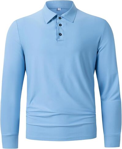 Men's Long Sleeve Polo Shirts with Eyeglass Loop, Classic 3-Button Golf Shirt, Sports Business Casual Tee Shirt in Saudi Arabia